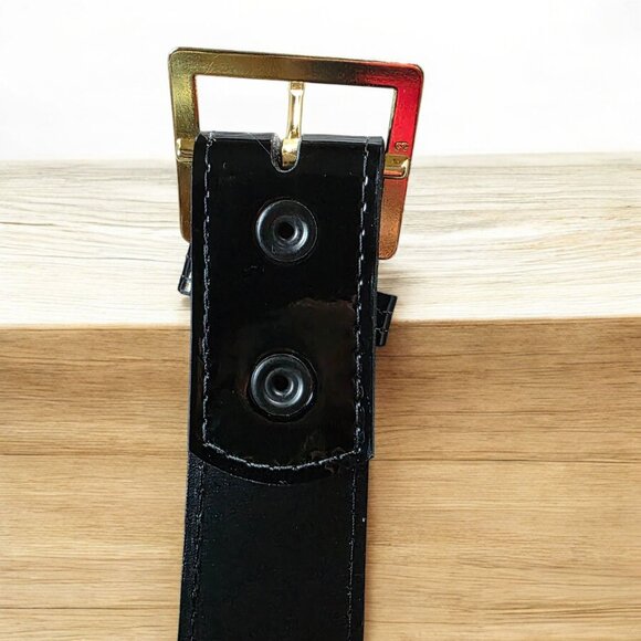 NWOT BOSTON 6505 (44) Unisex Black/Purple Leather Garrison Belt - Picture 9 of 10